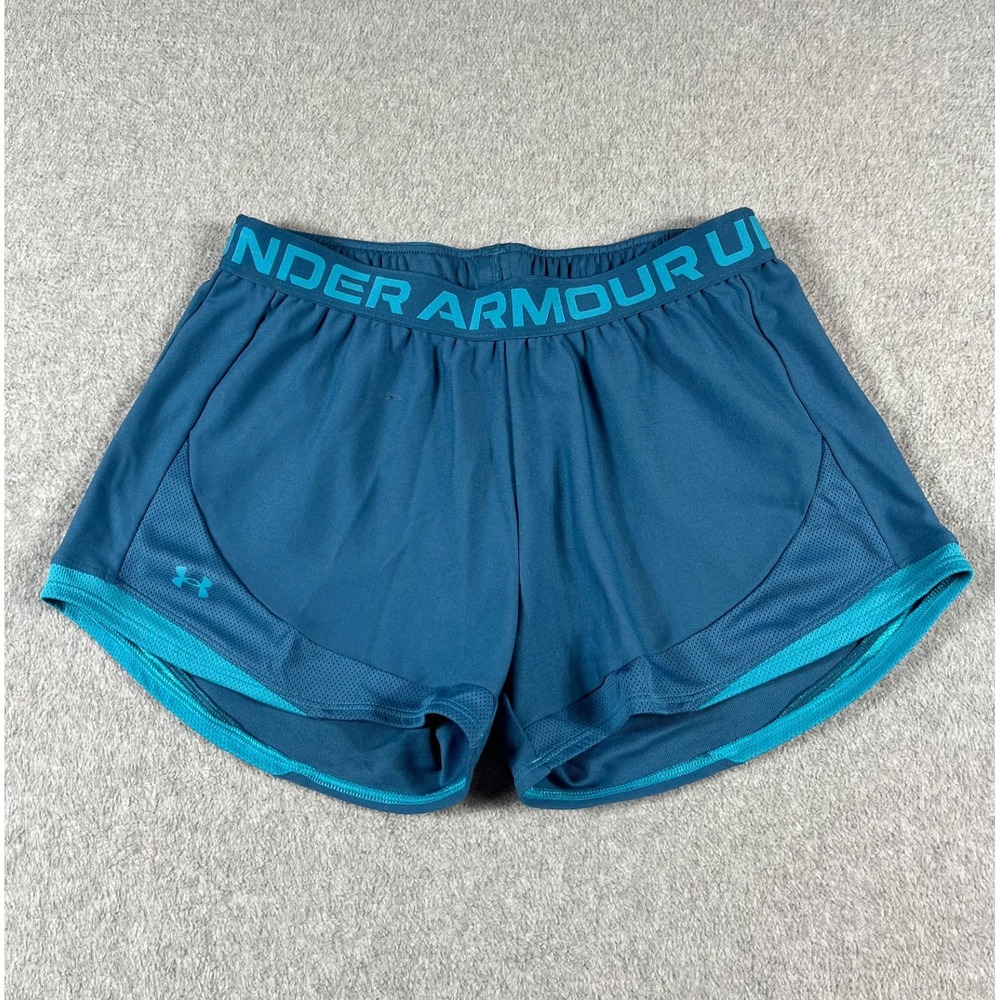 Under Armour Women Play Up 3.0 Shorts 1362502 Teal Blue M Loose Athletic Gym Run
